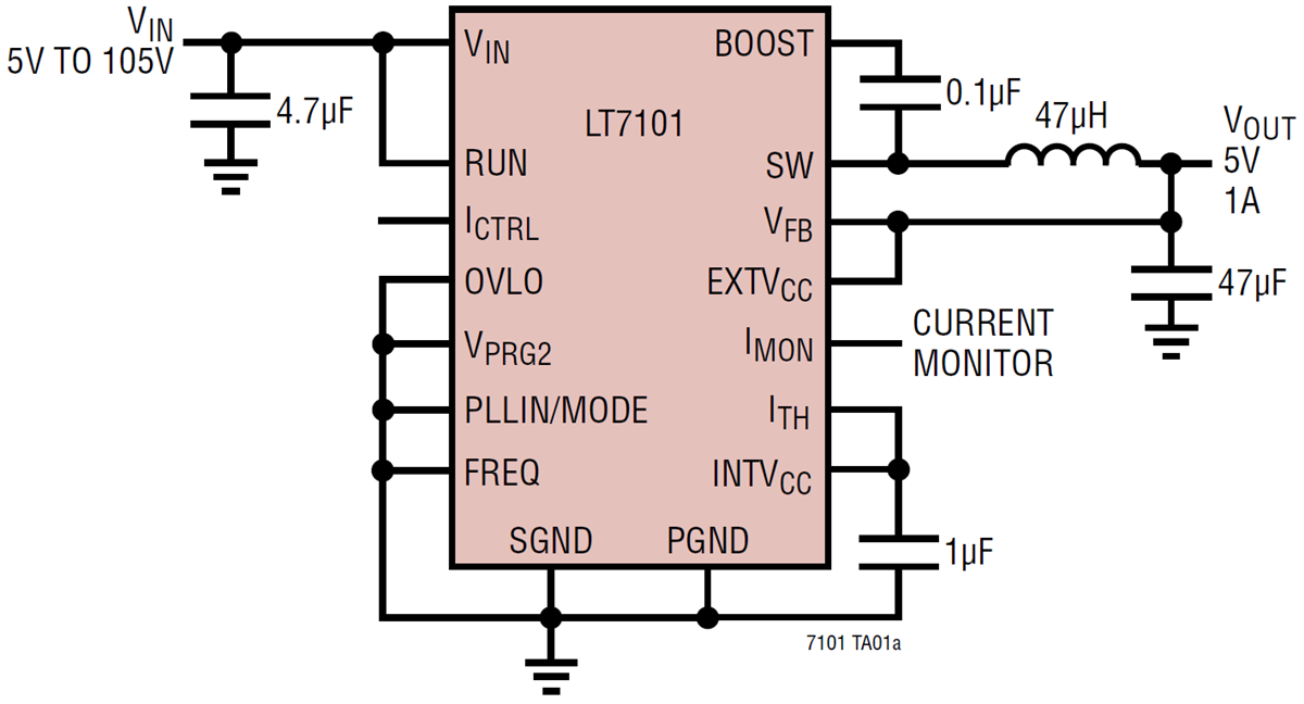 Application Circuit Diagram - Analog Devices Inc. LT7101 Synchronous Step-Down Regulator Application Circuit Diagram - Analog Devices Inc. LT7101 Synchronous Step-Down Regulator